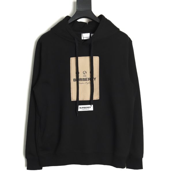 Burberry Hoodie Black With Chest Patch Label