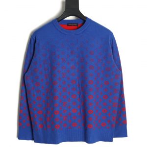 Louis Vuitton Antique Flower All-Over Print Starry Sky Gradient Wool Knitted Sweater Blue