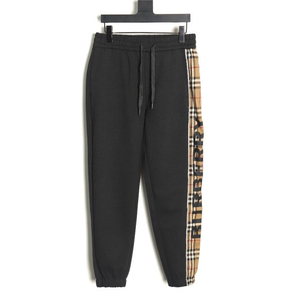 Burberry Black Checkered Pants With Side Logo