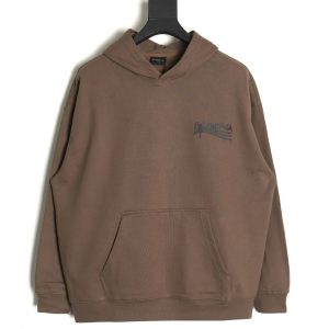 Balenciaga Paris Family Logo Letter Print Hoodie with Graffiti Parody in Brown