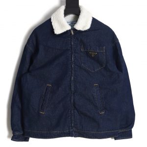 Prada Lambswool Lapel Denim Jacket