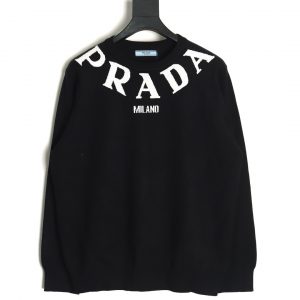 Prada Series Three-dimensional Jacquard Lettering Chest Collar Sweater