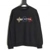 Louis Vuitton Classic Black Embroidered Four-leaf Clover Logo Crew Neck Sweatshirt