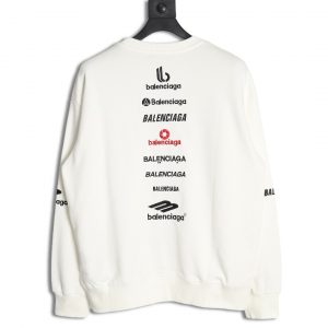 Alternative view of Balenciaga Multi-Letter Embroidery Crewneck Sweatshirt White