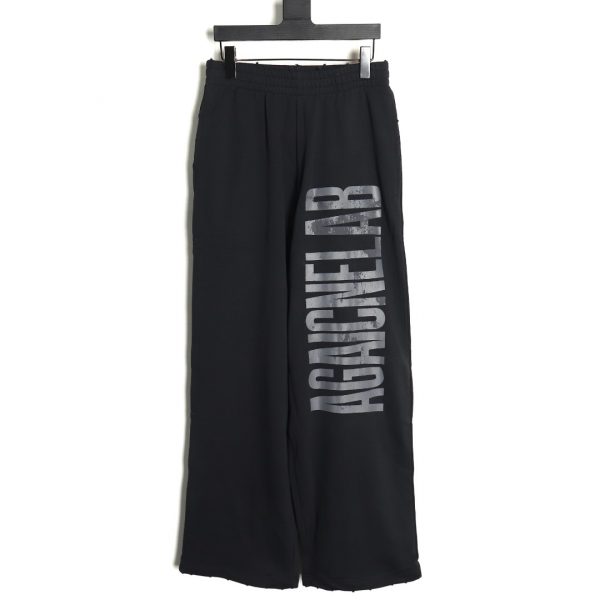 Balenciaga Inverted Letter Distressed Pants