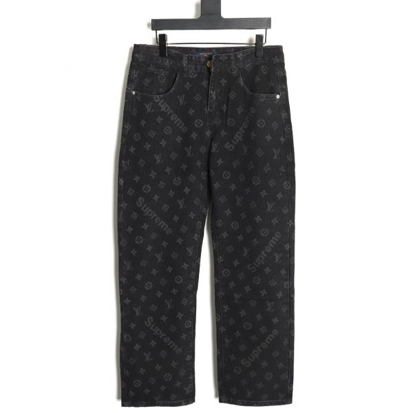 Louis Vuitton x Supreme All-Over Vintage Flower Print Jeans Black