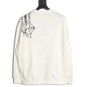Alternative view of Fendi Crewneck Sweatshirt with Chain Print on Shoulder and Embroidered Graffiti Logo