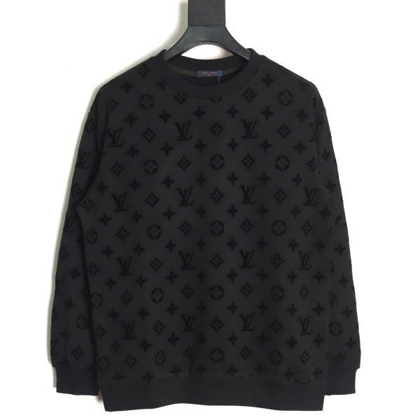 Louis Vuitton All-over Print Antique Flower Print Crewneck Sweatshirt Black