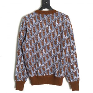 Alternative view of Dior Antique Flower Jacquard Crew Neck Sweater Blue