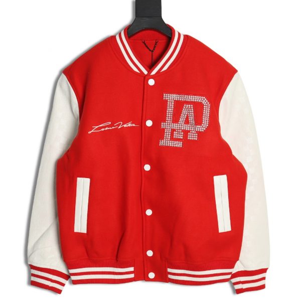 Louis Vuitton Red Diamond Letter Baseball Jacket