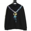 Louis Vuitton Gradient Necklace Pendant Print Crew Neck Black Sweatshirt