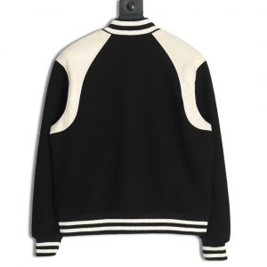 Alternative view of Celine Black and White Leather Baseball Jacket