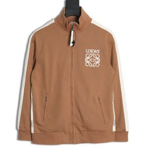 Loewe Brown jacket with zipper and logo on the chest with stitching on the arm