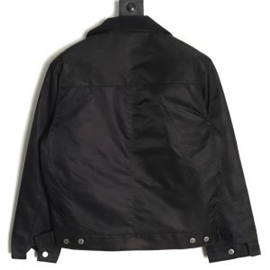 Alternative view of Prada Black Cotton and Nylon Jacket with Corduroy Collar and Triangle Logo