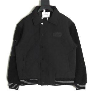 Dior Black Lambswool Patched Baseball Jacket