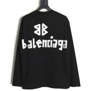 Alternative view of Balenciaga Printed Washed Distressed Long Sleeve Sweater Black