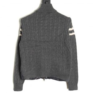 Alternative view of Moncler Grey Down Jacket with Wool Knit Stitching