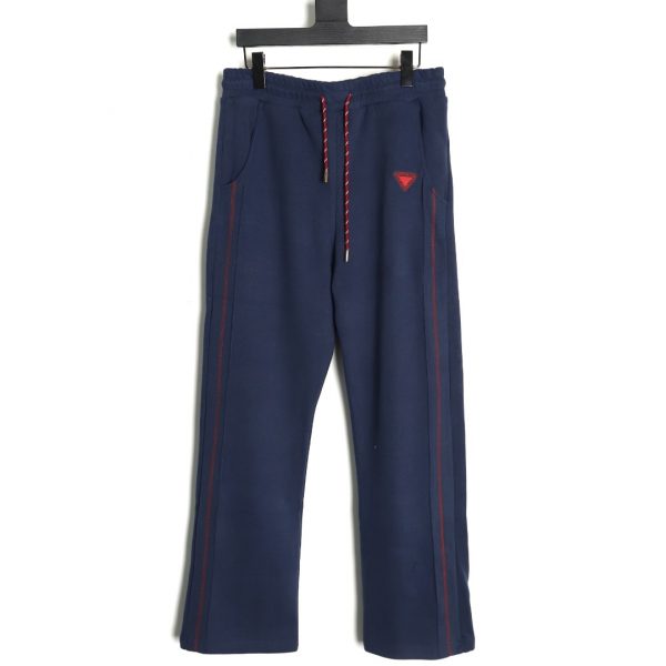 Prada Heavy Triangle Logo Wide Leg Pants Blue With Attractive Design