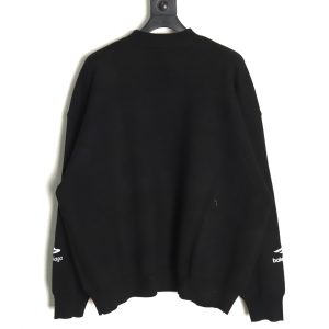 Alternative view of Balenciaga Black Knitted Sweater with Round Neck and Embroidered Letters