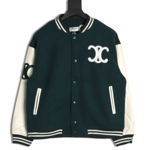 Celine Patch Embroidered Baseball Jacket