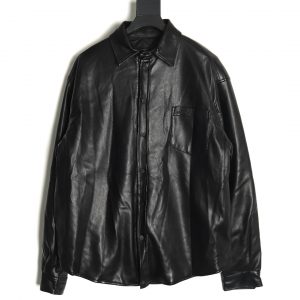 Balenciaga Embroidered Leather Shirt Jacket