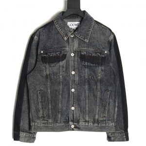 Loewe Single-breasted Embossed Denim Jacket in Colour Combination