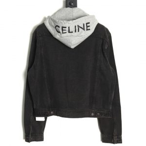 Alternative view of Celine Denim Jacket Jeans Black with Hood and Patches