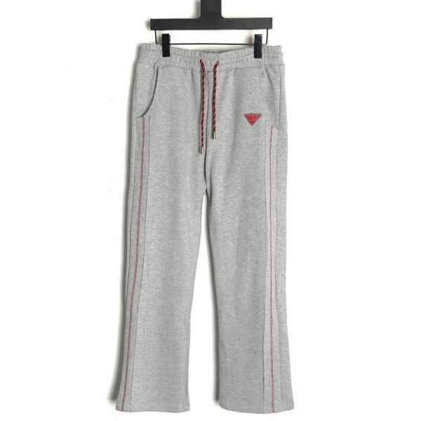 Prada Heavy Triangle Logo Wide Leg Pants Gray With Attractive Design