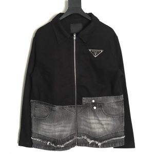 Prada Triangle Logo Washed Denim Jacket