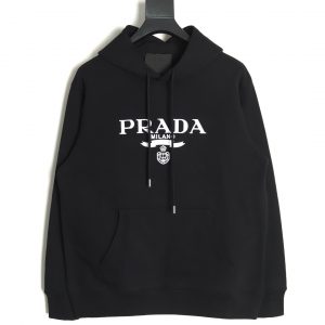Prada Letter Logo Embroidered Hoodie