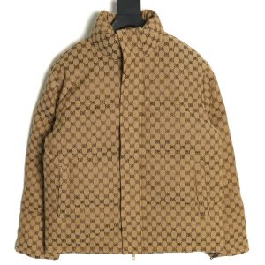 Balenciaga and Gucci Paris Camel Double B All-Over Print Puffer Jacket