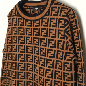Alternative view of Fendi Classic Double F All-Over Logo Print Crew Neck Wool Knit Sweater