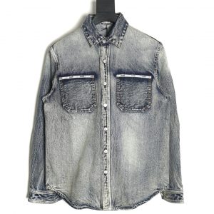 Dior Washed Denim Jacket with Jacquard Lettering and Pockets