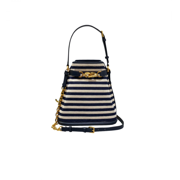 Dior Raffia Bucket Bag Denim
