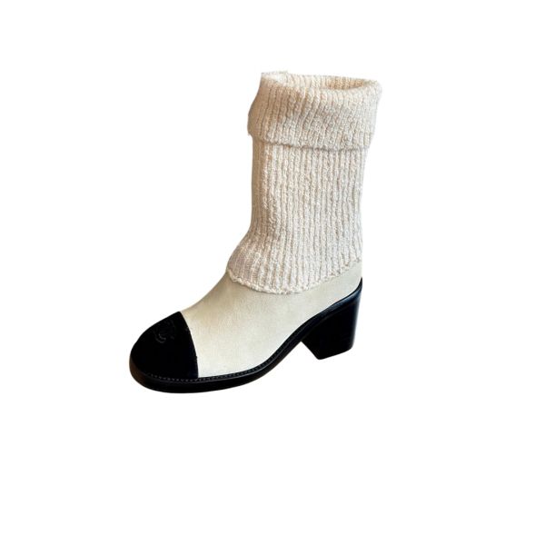 Chanel White Suede