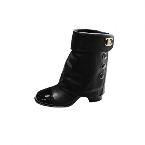 Chanel Fold Over Boots Mid Black
