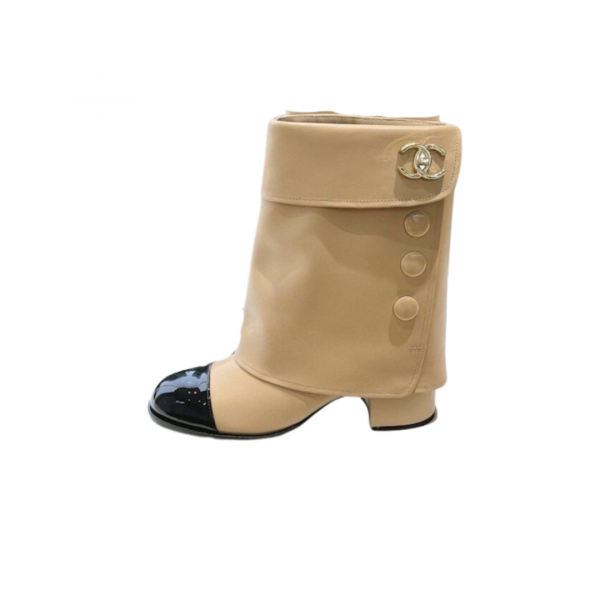 Chanel Fold Over Boots Mid Beige