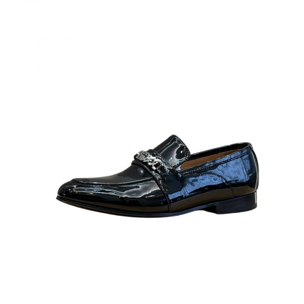 Gucci Black Patent Chain Loafer
