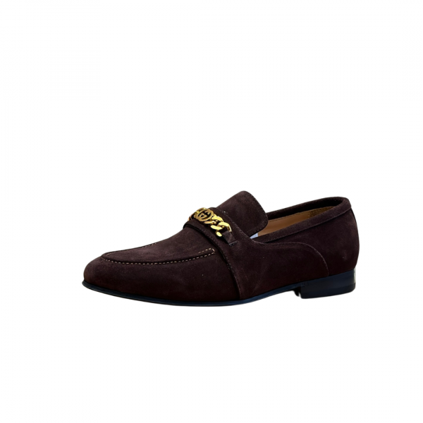 Gucci Brown Suede Chain Loafer