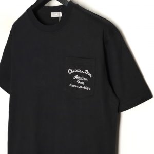 Dior classic embroidered short-sleeved pocket Black - Image 3