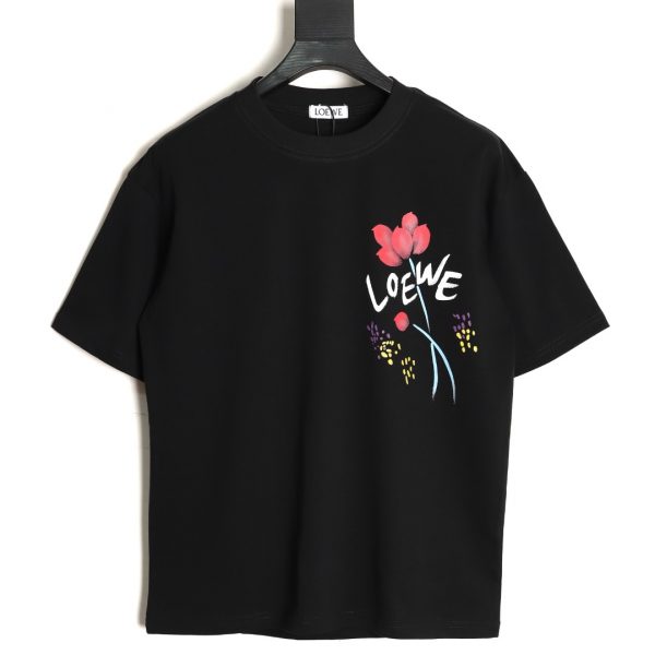 Loewe Black floral print short-sleeved T-shirt
