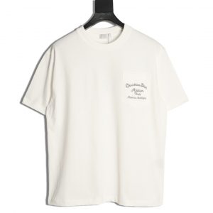 Dior classic embroidered short-sleeved pocket White
