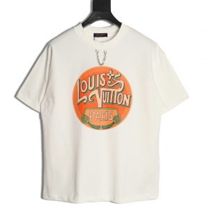 Louis Vuitton short-sleeved T-shirt with flying letter print and chain