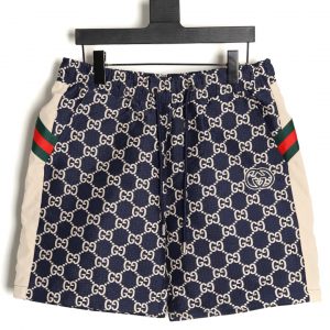 Gucci Blue Shorts with Elastic Waist and Adjustable Drawstring