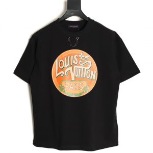 Louis Vuitton Short-sleeved T-shirt With Flying Letter Print and Chain Black