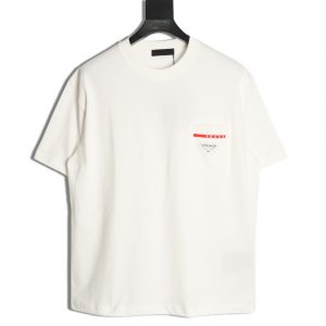 Prada Classic Leather Pocket Tag Short Sleeve White