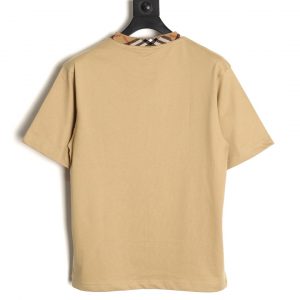 Burberry Plaid Collar Spliced Short Sleeves Camel - Image 2