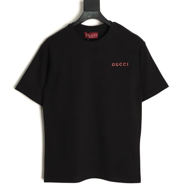 Gucci Black with small embroidered logo, short sleeves T-shirt