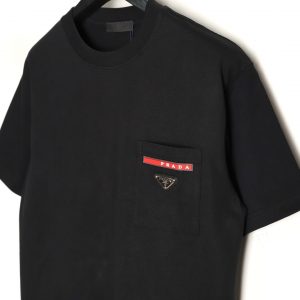 Prada Classic Leather Pocket Tag Short Sleeve Black - Image 3