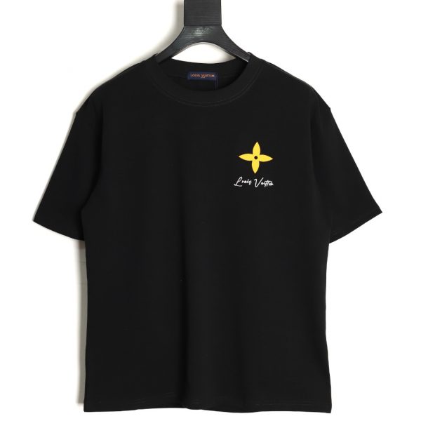 Louis Vuitton Black short-sleeved T-shirt with yellow cross